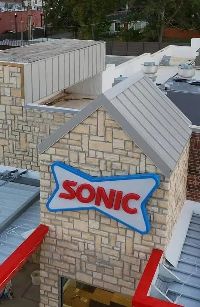 Commercial metal roofing on a Sonic restaurant in Shreveport, LA.